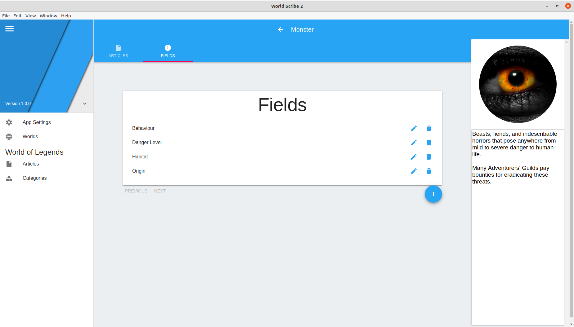 Category - Fields Page